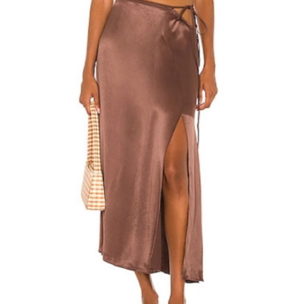 LPA silky brown midi skirt